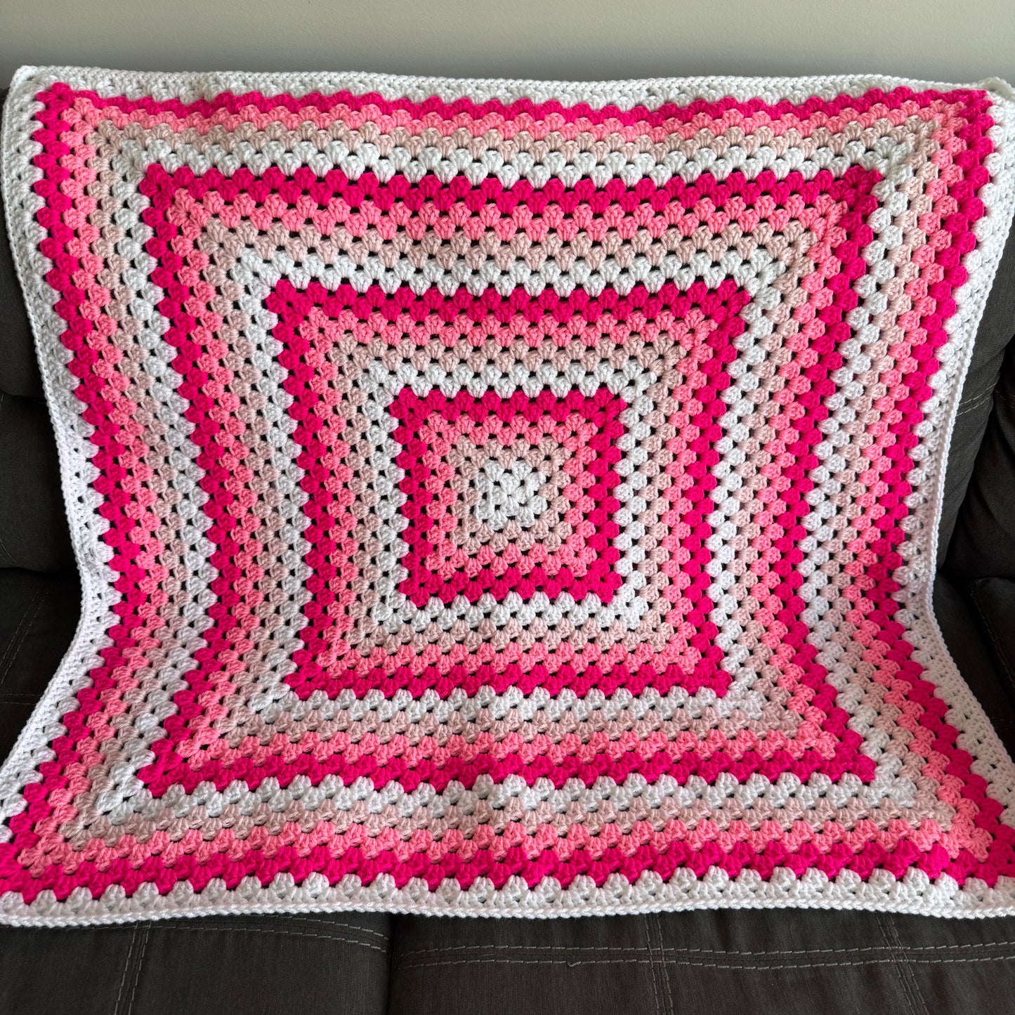 Granny Square Baby Blanket - Pink
