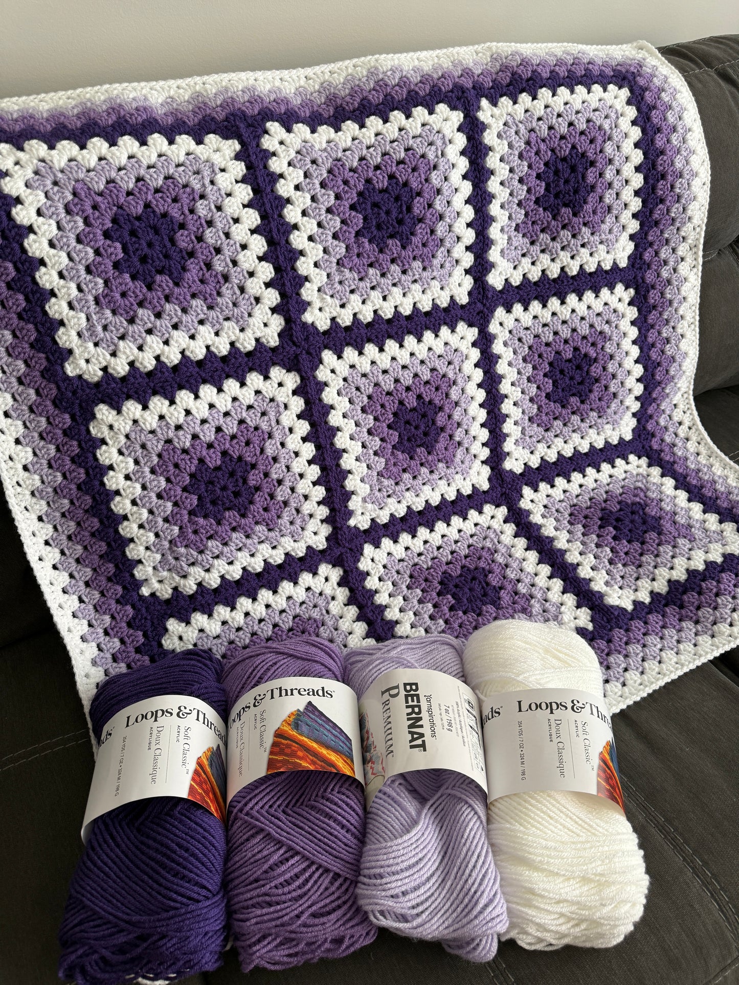 Granny Square Baby Blanket - Purple - MADE TO ORDER