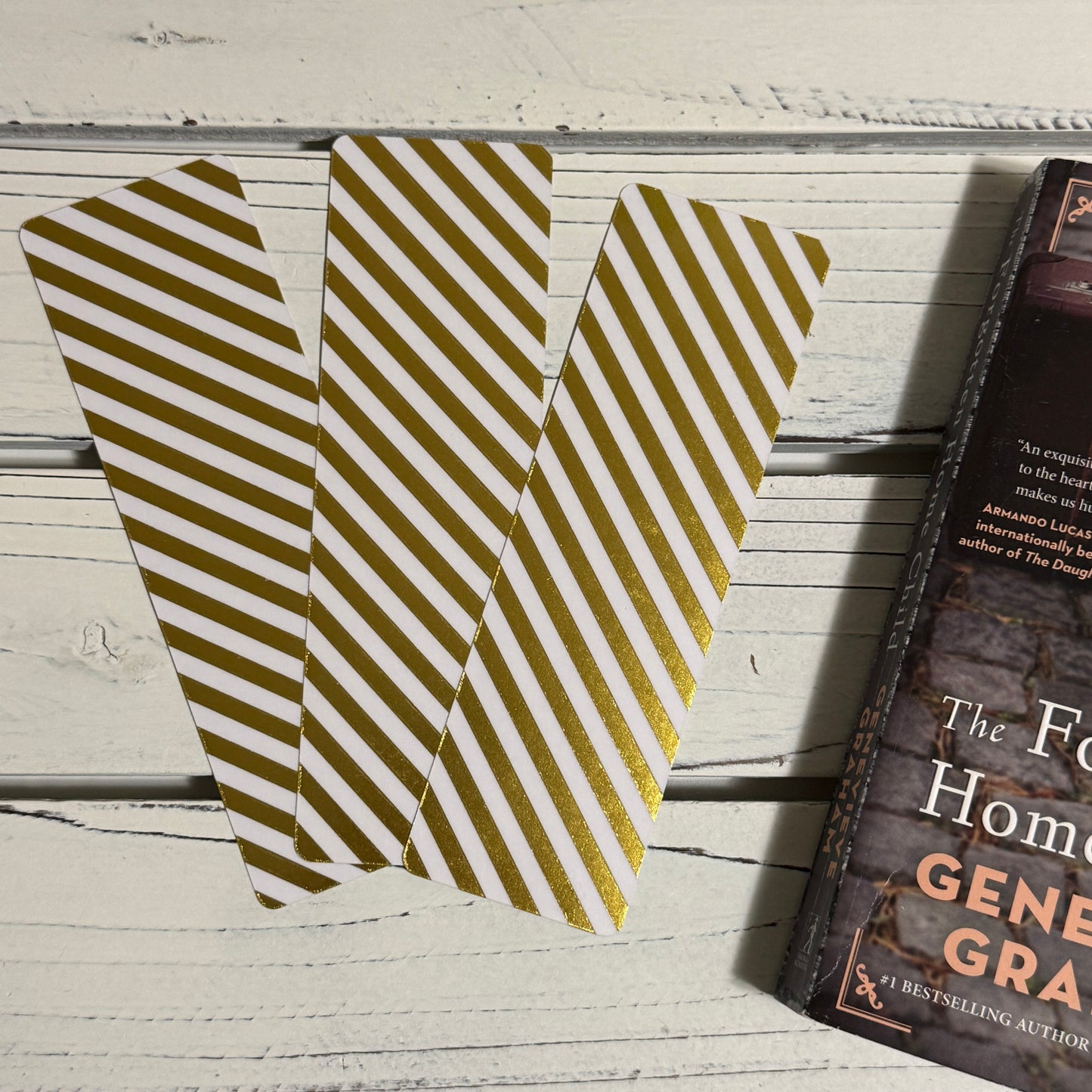 Gold Stripes - Laminated Bookmark