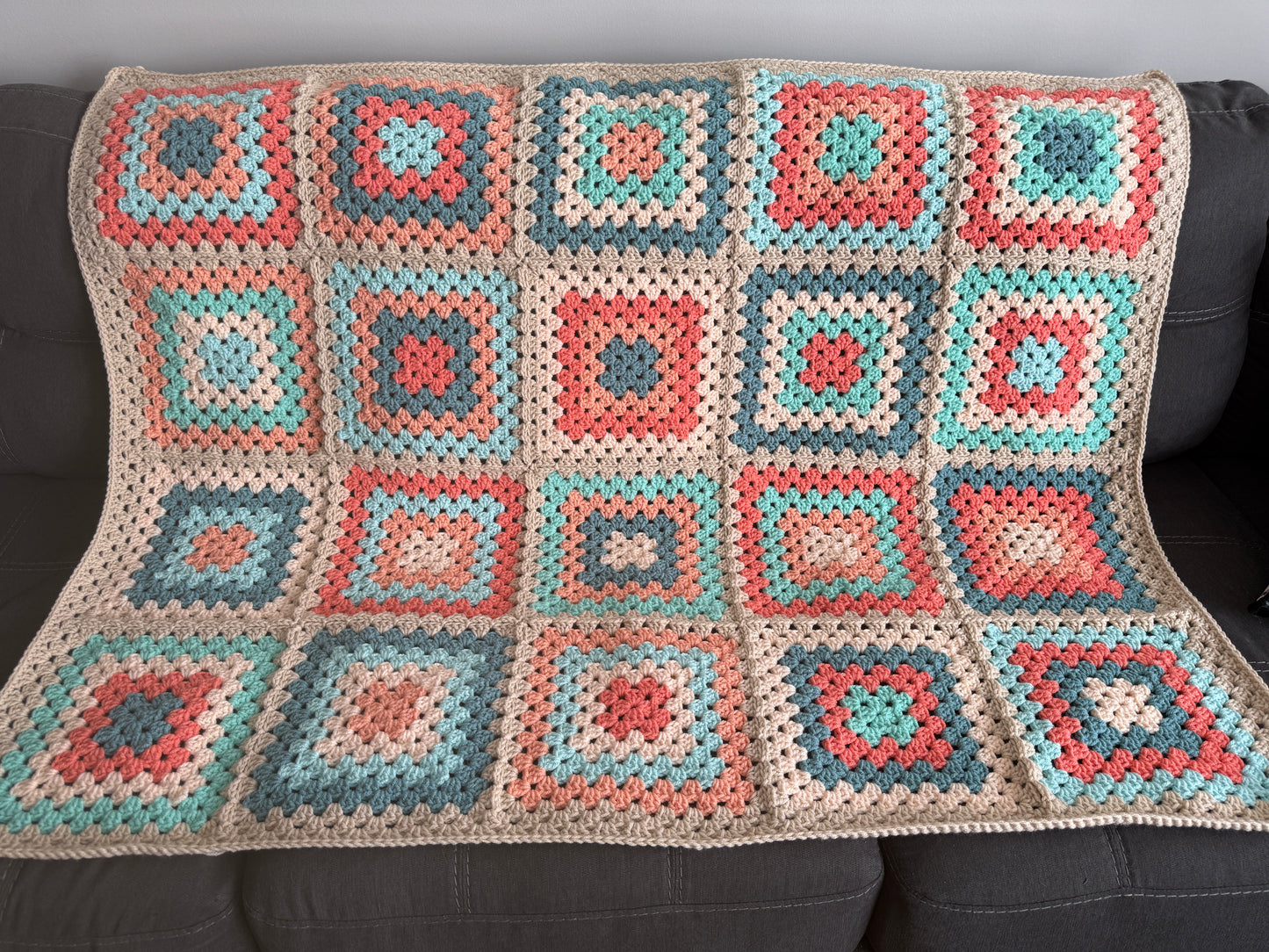 Granny Square Blanket - Creamsicle