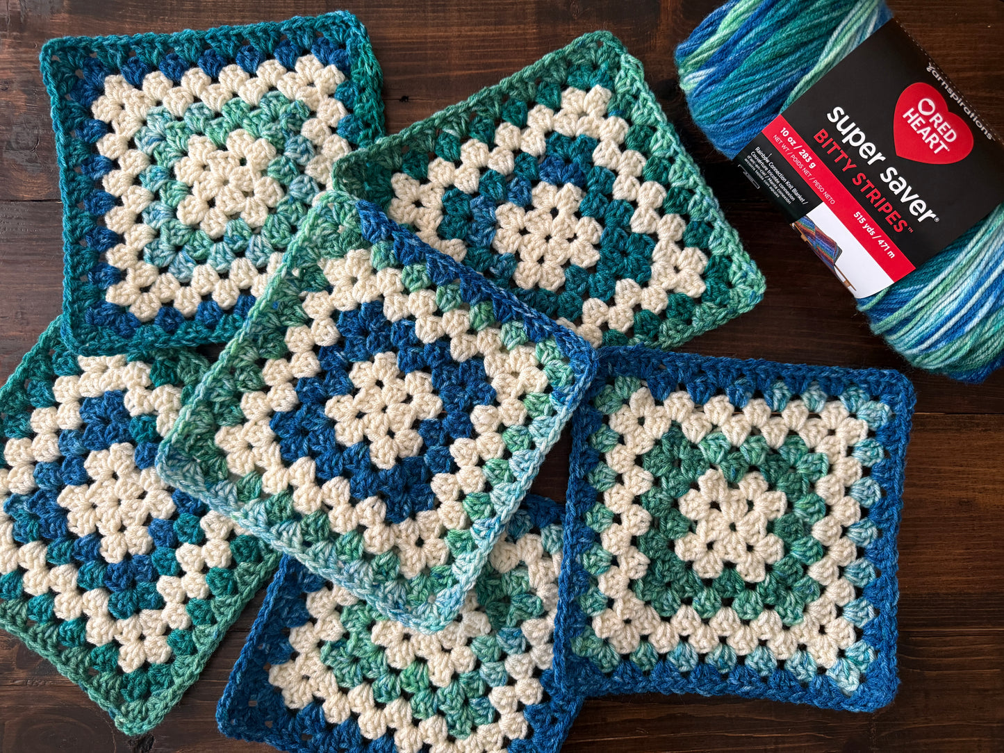 Granny Square Baby Blanket - Seaweed
