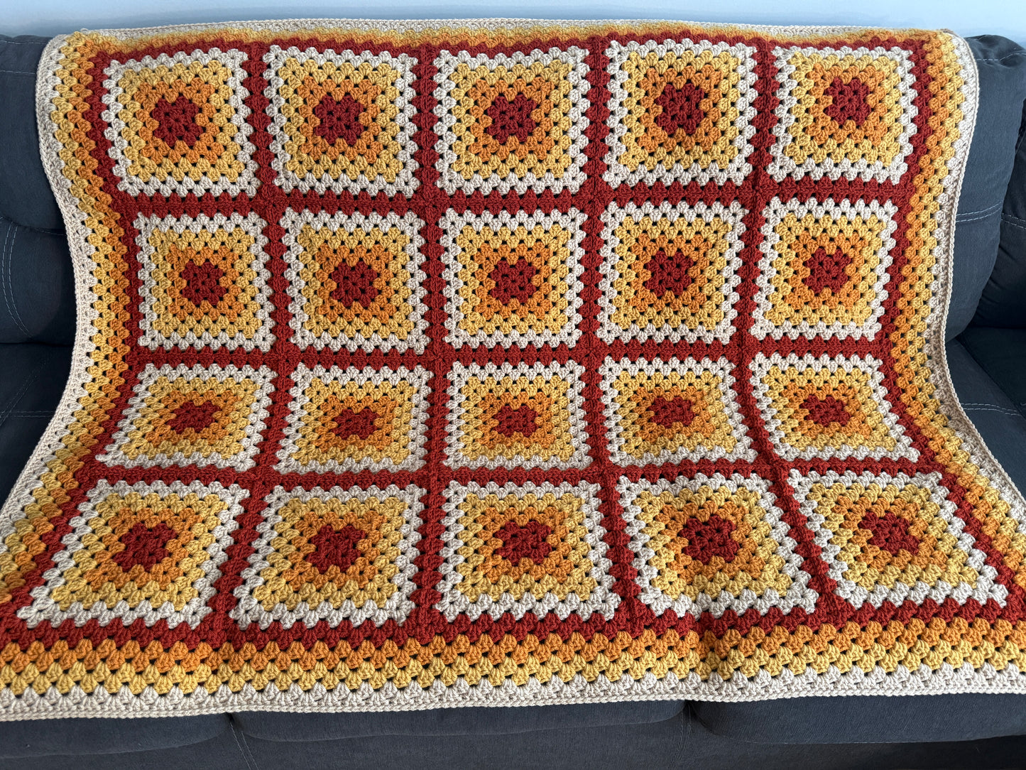 Granny Square Blanket - Fire