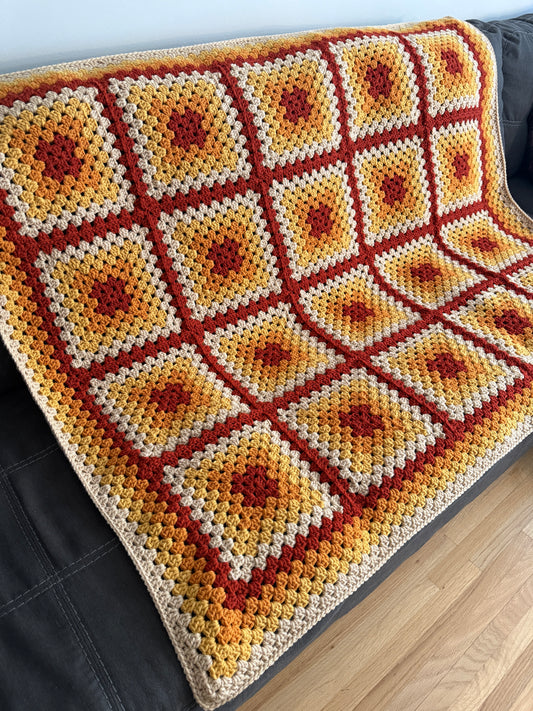 Granny Square Blanket - Fire