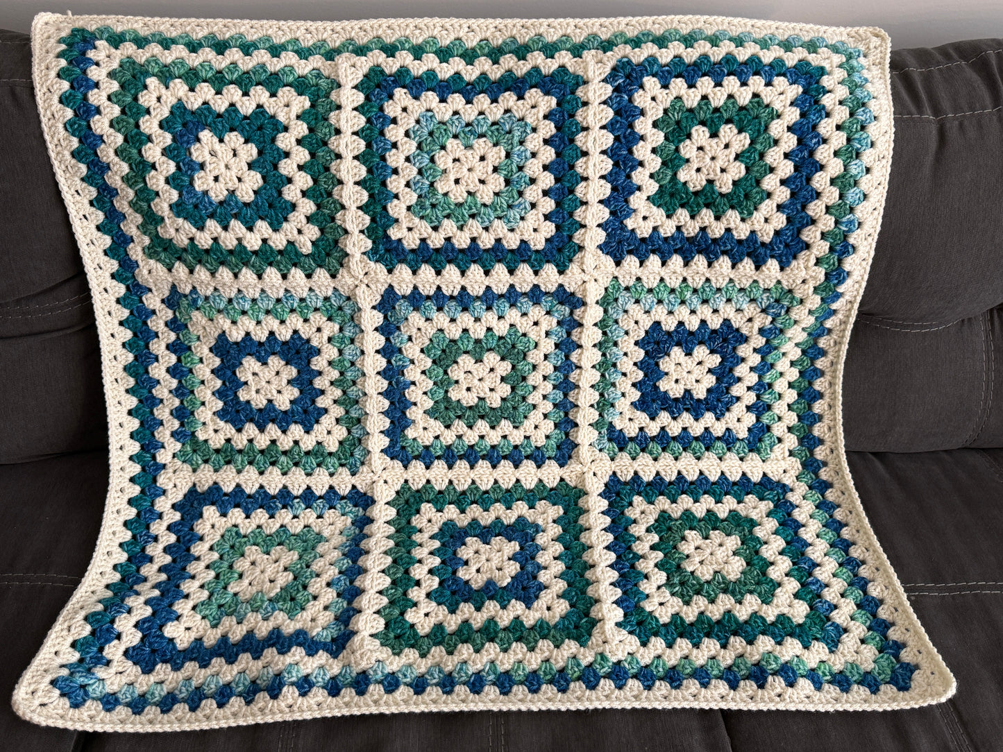 Granny Square Baby Blanket - Seaweed