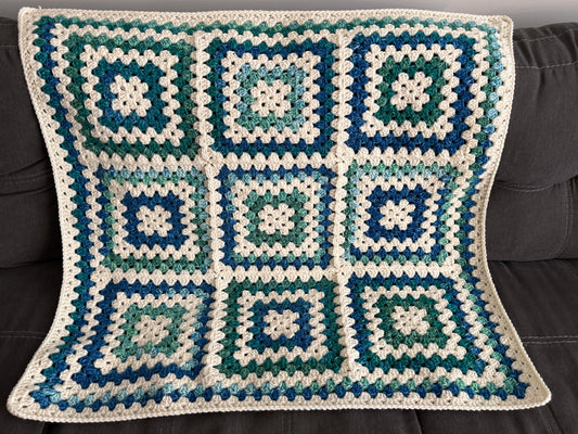 Granny Square Baby Blanket - Seaweed
