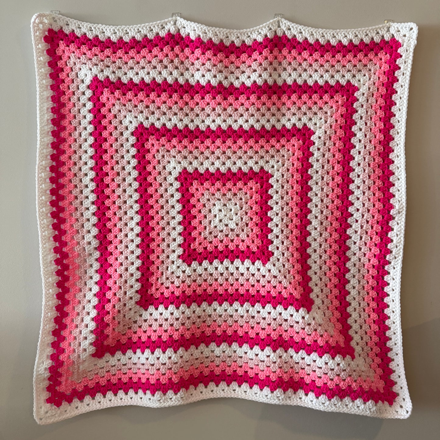 Granny Square Baby Blanket - Pink