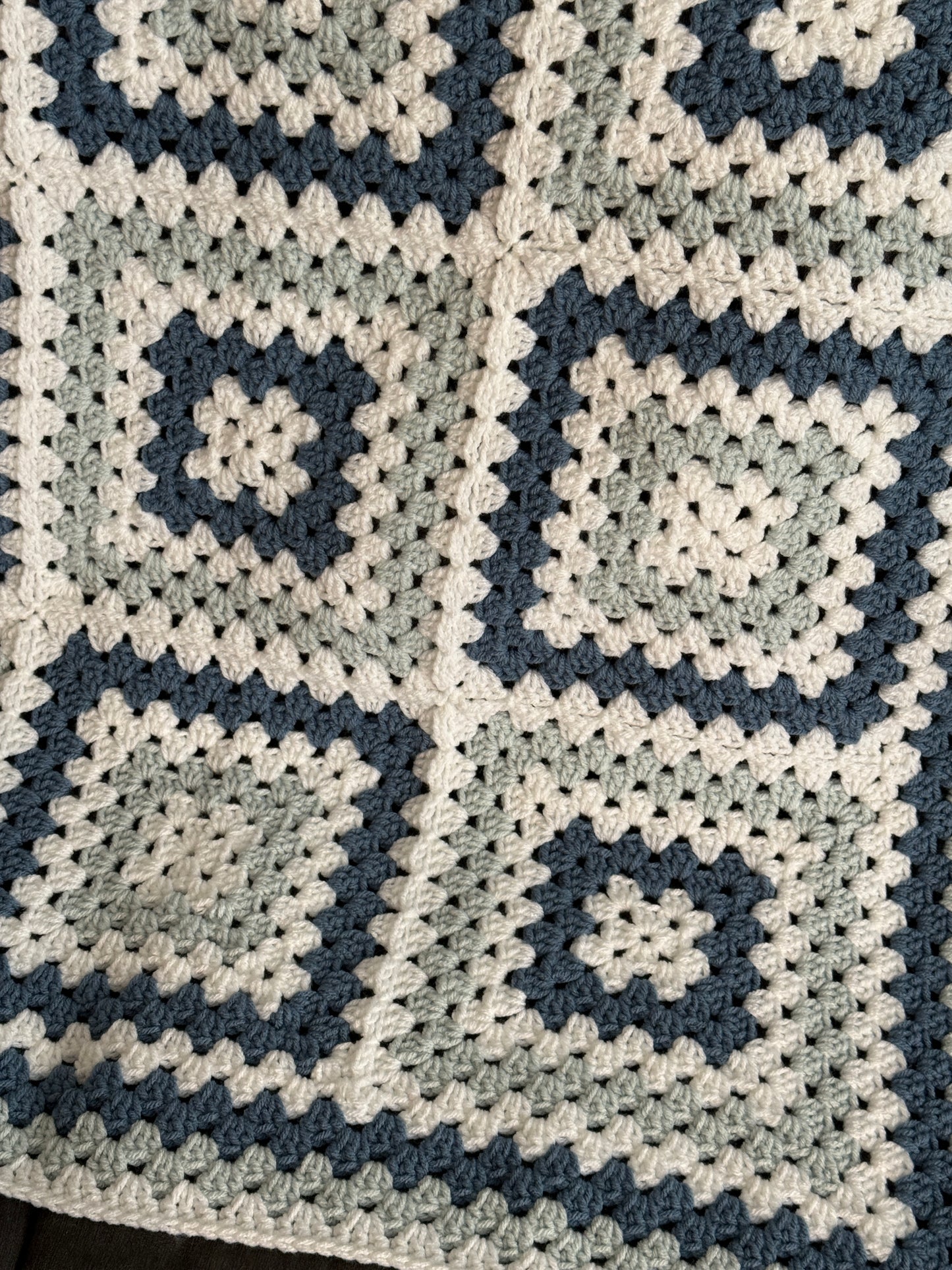 Granny Square Baby Blanket - Checker Blue - MADE TO ORDER