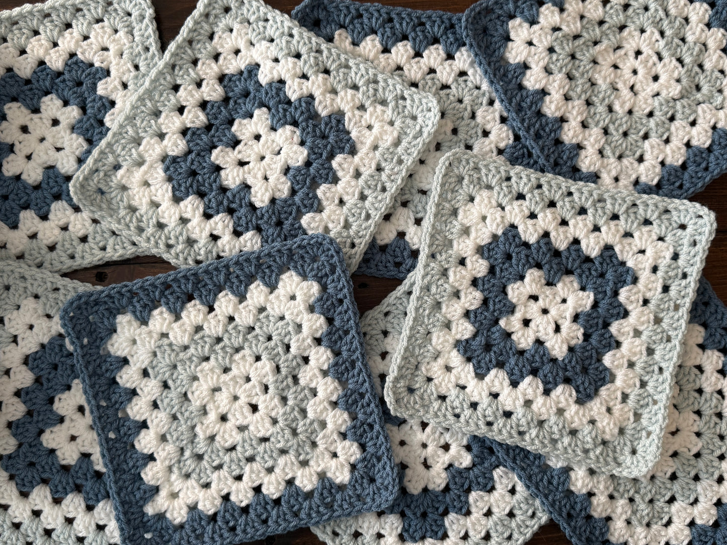 Granny Square Baby Blanket - Checker Blue - MADE TO ORDER