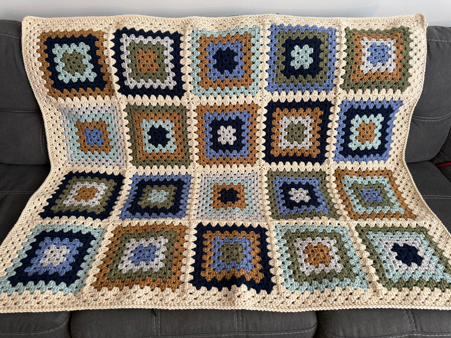 Granny Square Blanket - Sea Glass