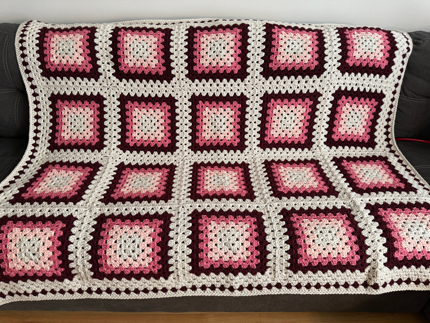 Granny Square Blanket - Wine