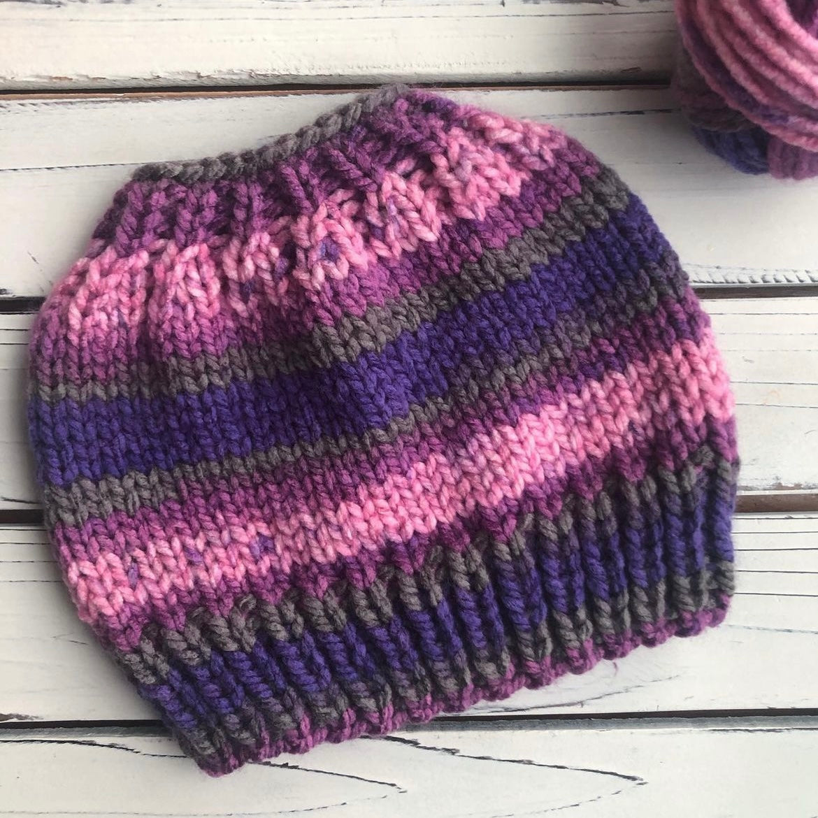 Basic Bun Beanie - PDF Knit Pattern - DIGITAL DOWNLOAD