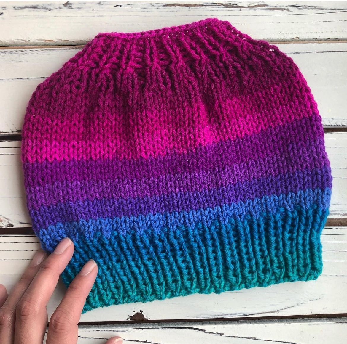 Basic Bun Beanie - PDF Knit Pattern - DIGITAL DOWNLOAD