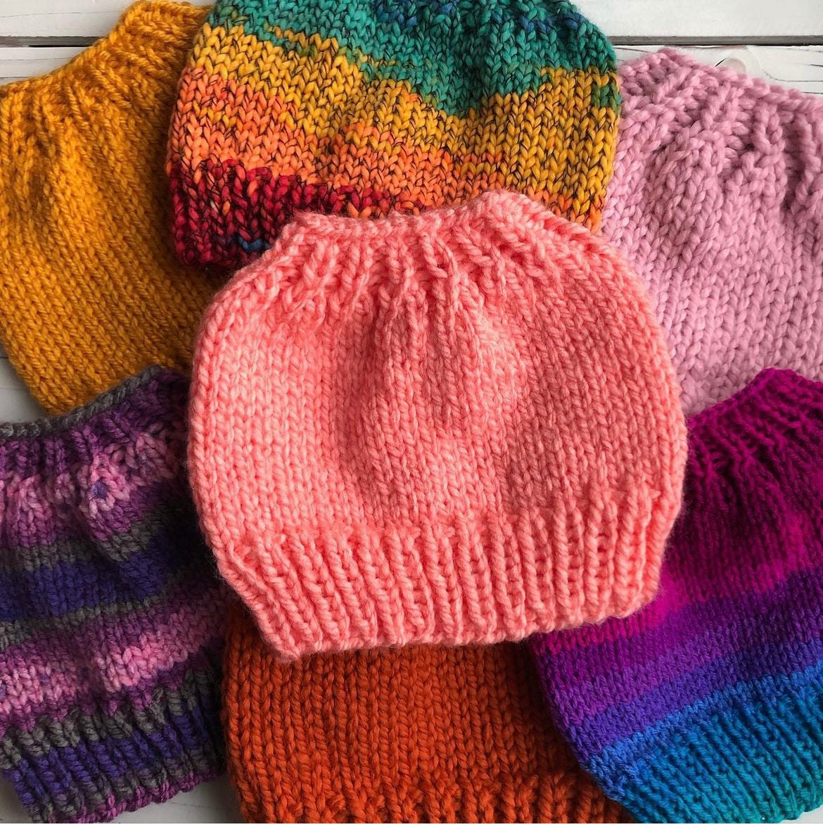 Basic Bun Beanie - PDF Knit Pattern - DIGITAL DOWNLOAD