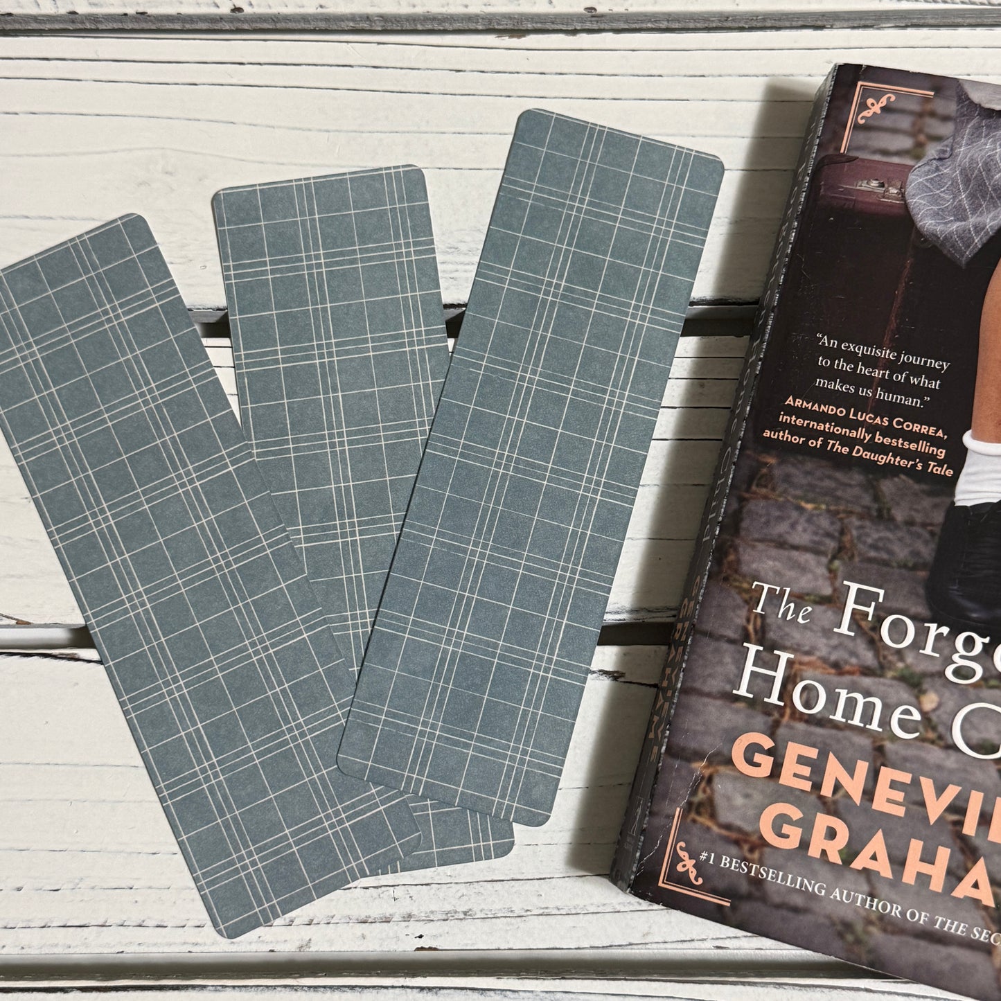 Blue Slate Plaid - Laminated Bookmark