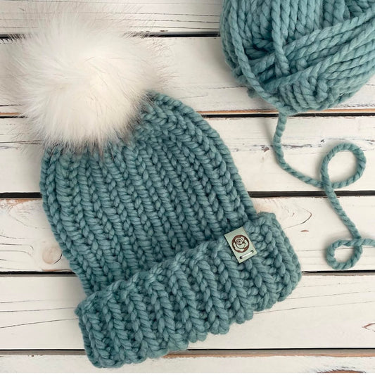 Basic Fold Over Brim Beanie - PDF Knit Pattern - DIGITAL DOWNLOAD